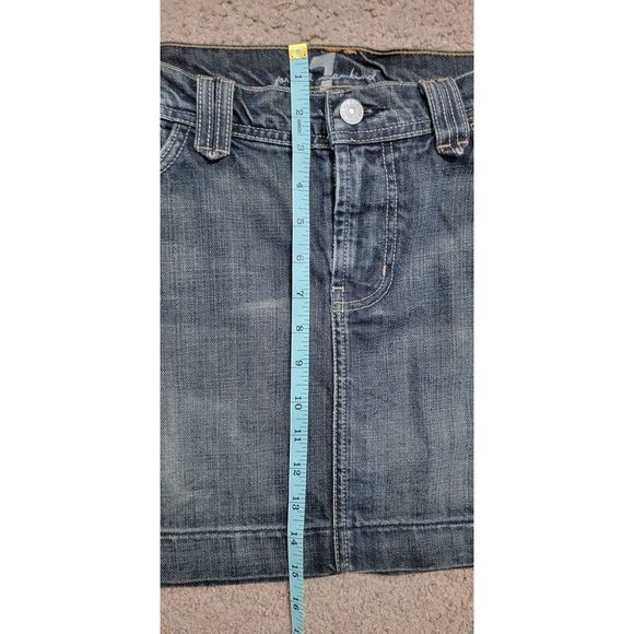 7 For All Man Kind Rocker Mini Skirt Women's 32" Dark Denim 100% Cotton  w/ Slit - Picture 8 of 10